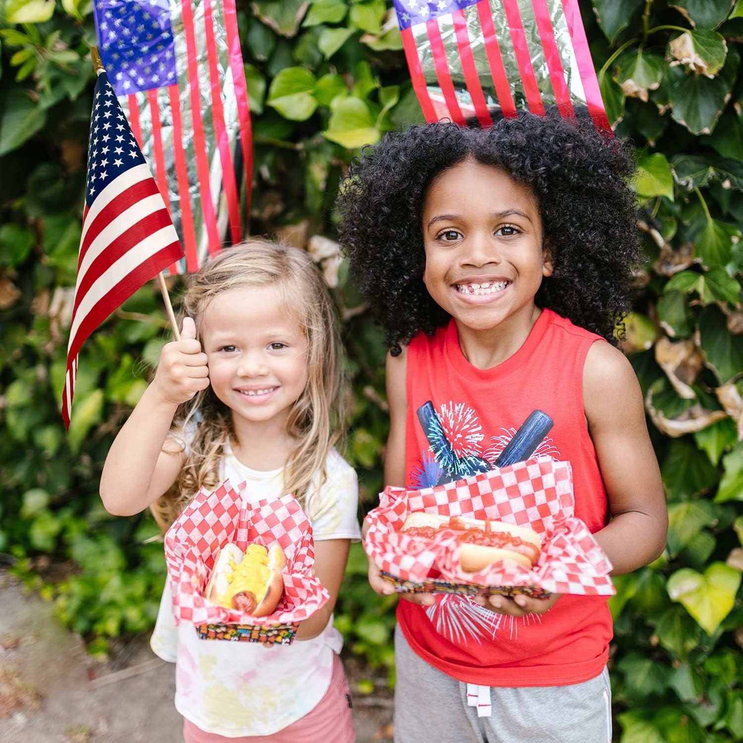 Uelfbaby flags fluttering in breeze brighten outdoor parties.