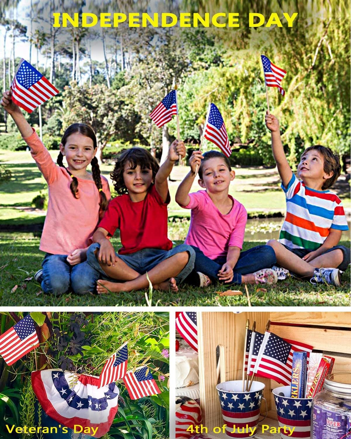 Garden decor with Uelfbaby American flags for patriotic ambiance