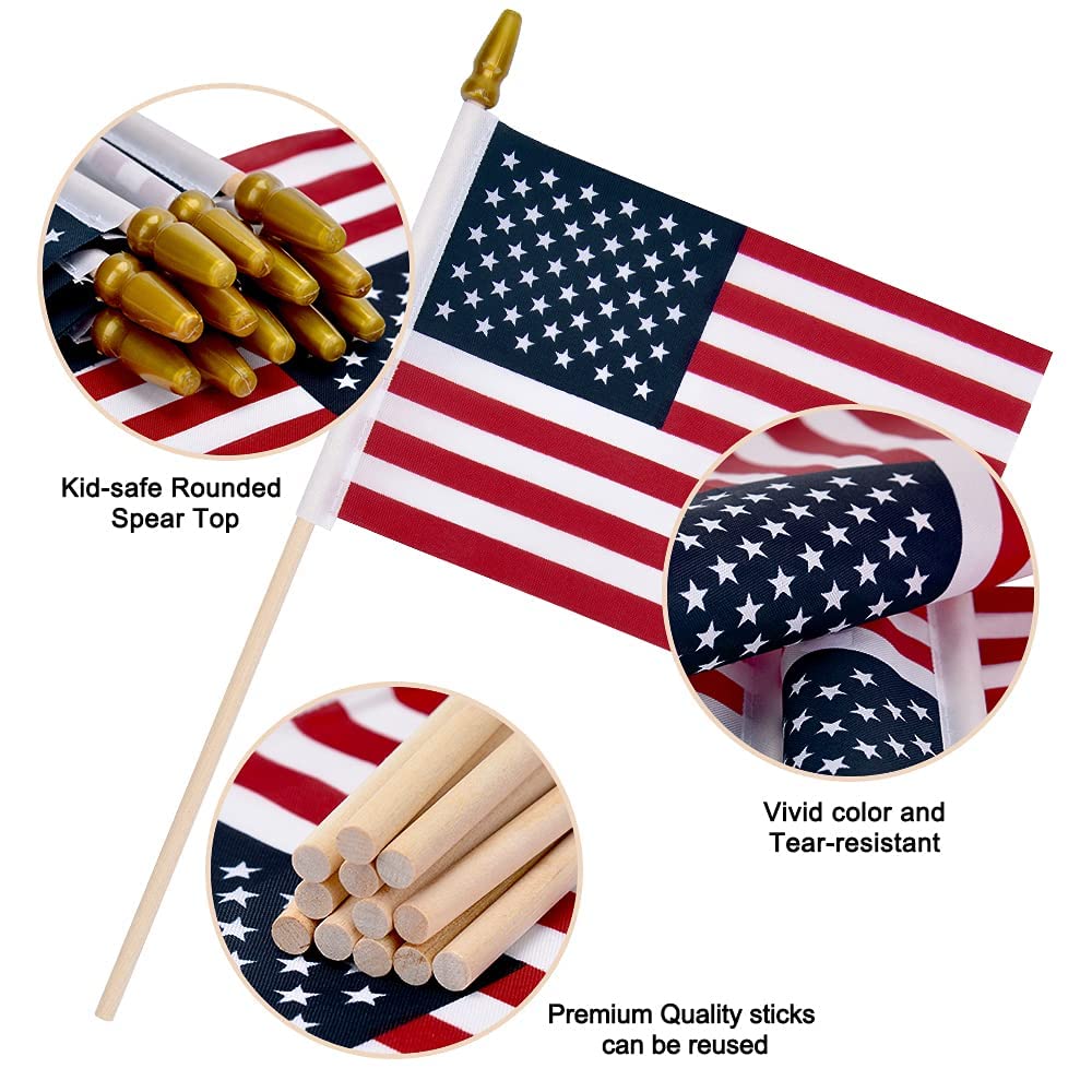Uelfbaby flag with spear top, safe for family use.