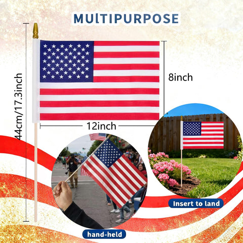 Uelfbaby wooden flag sticks with gold tips for durability
