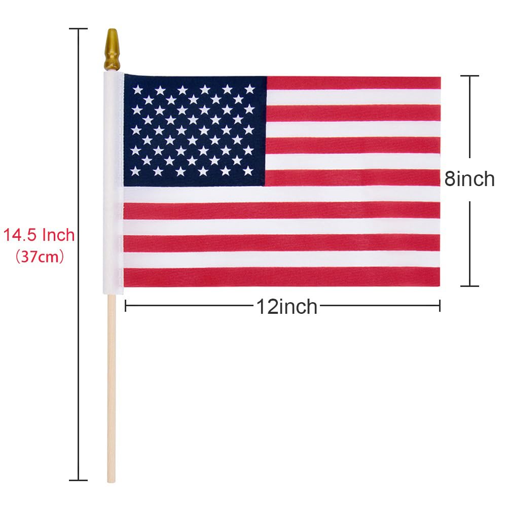 Uelfbaby flag with wooden pole, ideal for garden displays.