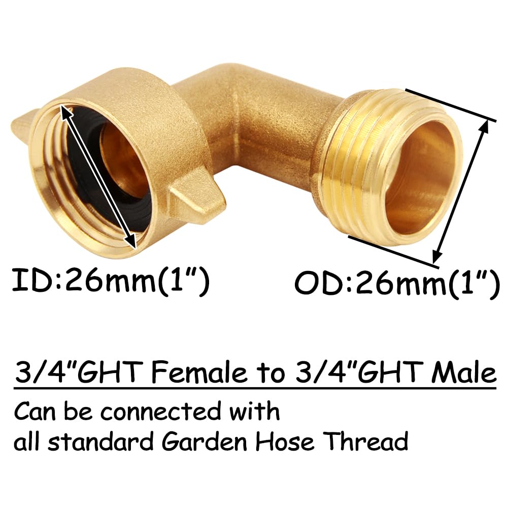Uenede 3/4 GHT male-female connection fits a wide range of hoses and fittings.