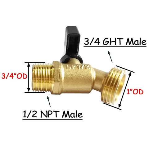 Uenede brass valve side profile emphasizes sturdy construction for outdoor use