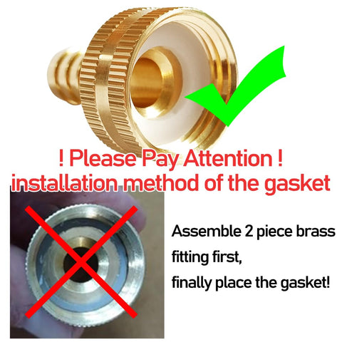 Uenede brass end connector close-up shows 1/2 barb and 3/4 GHT compatibility.
