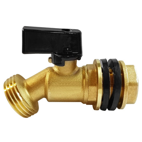 Uenede brass rain barrel faucet inlet detail, solid construction for durability.