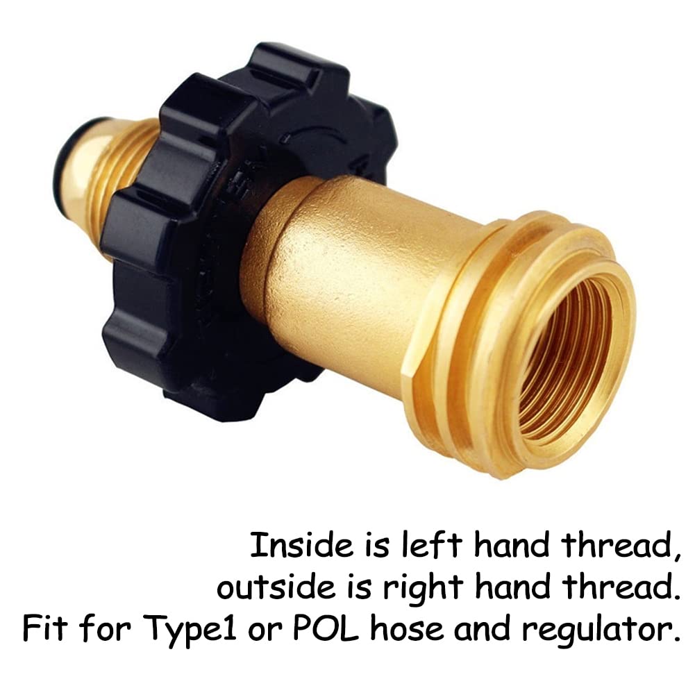 Uenede adapter shows inner left-hand, outer right-hand threads for Type1 compatibility.