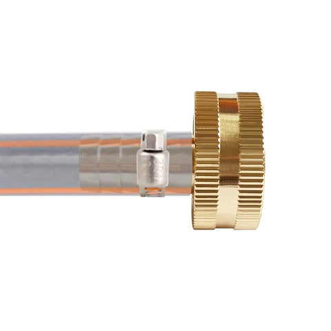 Uenede repair connector demonstrates quick hose end joining.