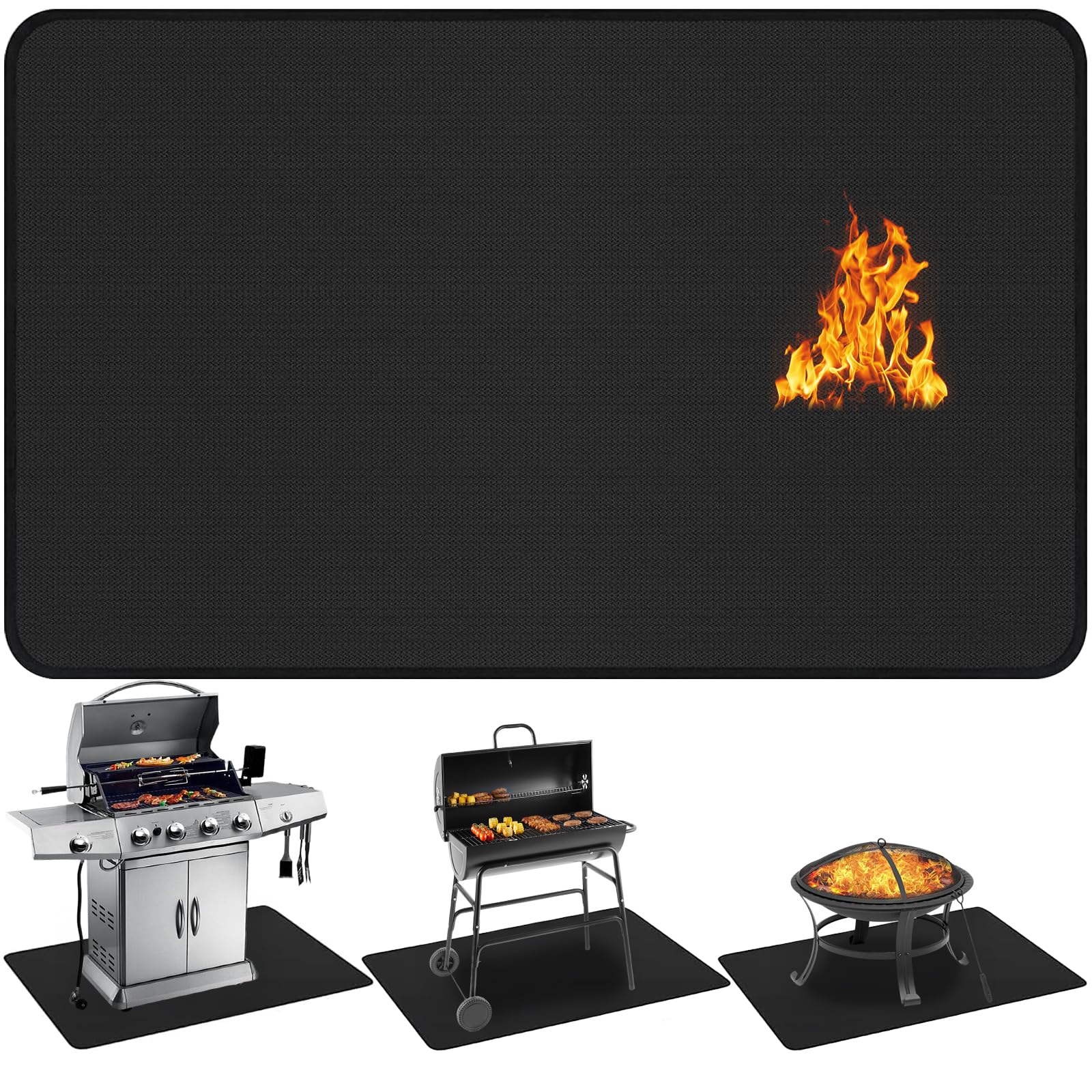 Uewpv grill mat 60x40 under the grill protects decks from heat and stains