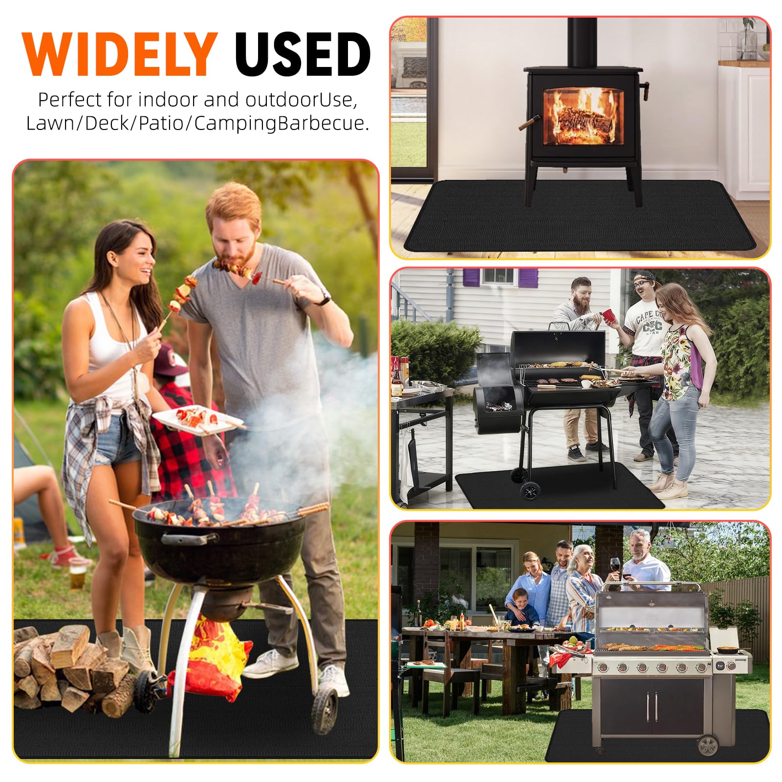 Uewpv grill mat protects decks and lawn during outdoor cooking and fires