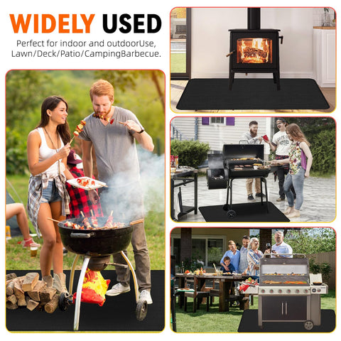 Uewpv grill mat protects decks and lawn during outdoor cooking and fires