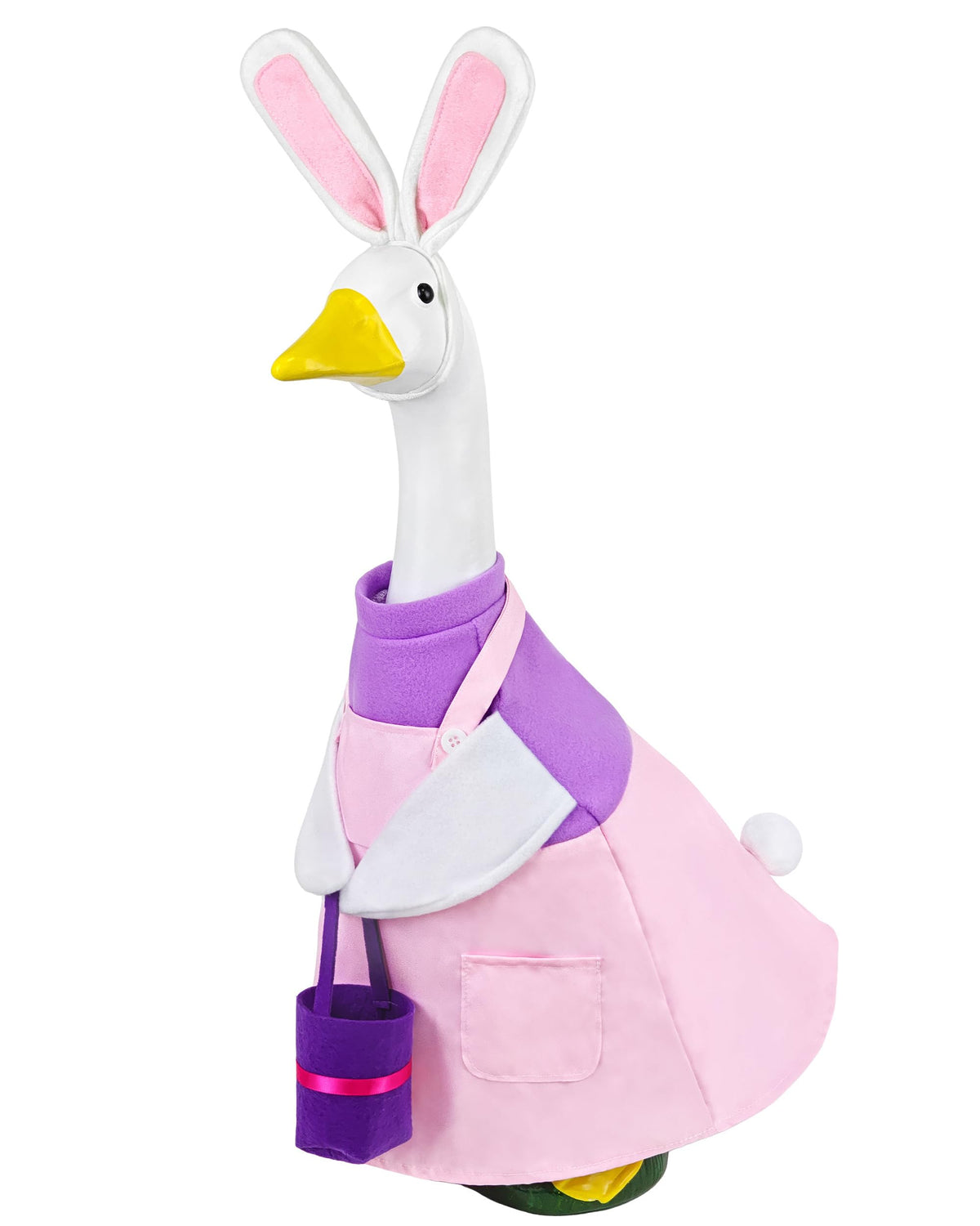 Ueyben Easter Bunny Goose Outfit dress and basket on a goose to boost spring curb appeal.