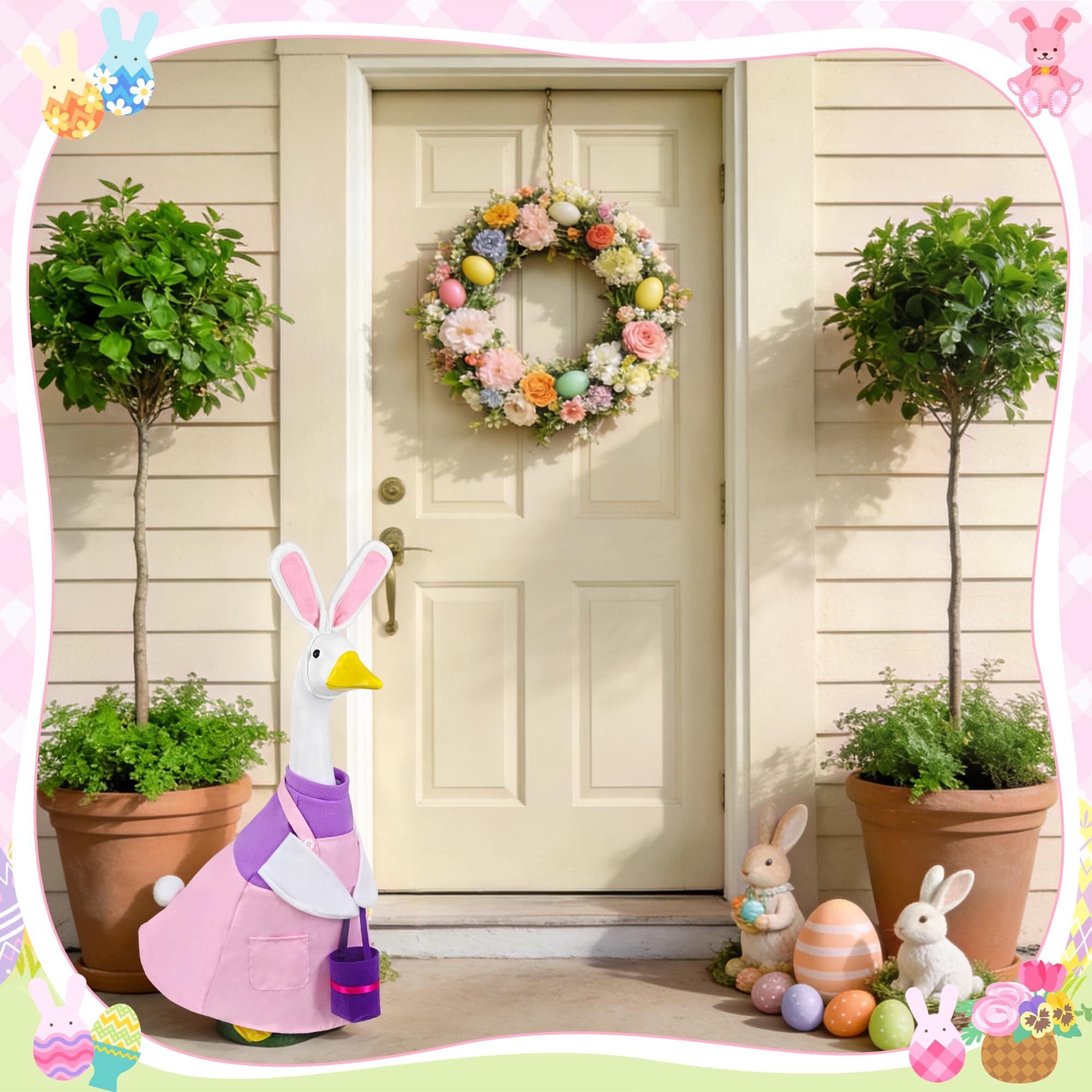 Ueyben Easter Bunny Goose Outfit dress-on-goose eases seasonal setup and decor.