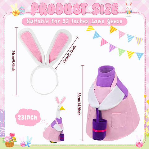 Ueyben Easter Bunny Goose Outfit fluffy tail highlights festive whimsy on lawn statues.