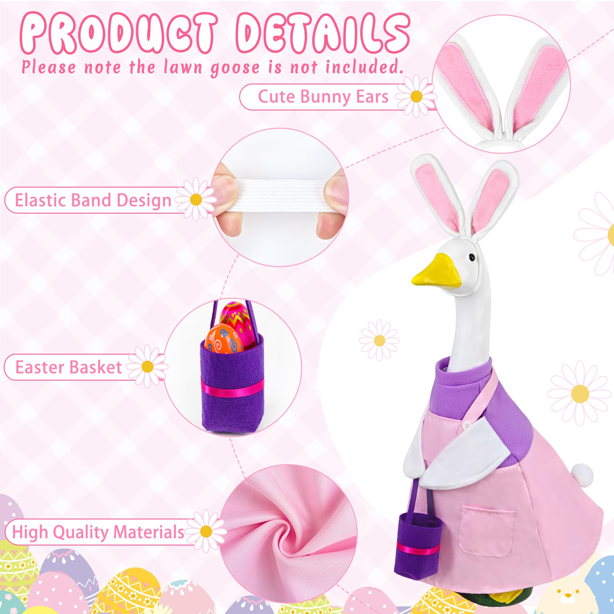 Ueyben Easter Bunny Goose Outfit porch goose lends cheerful spring vibes outdoors.