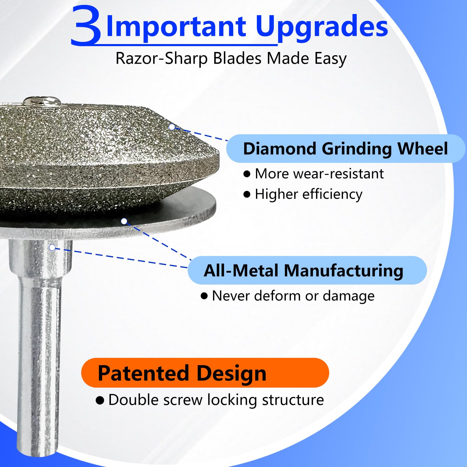UF-SHARP double-sided diamond wheel enables faster edge restoration.