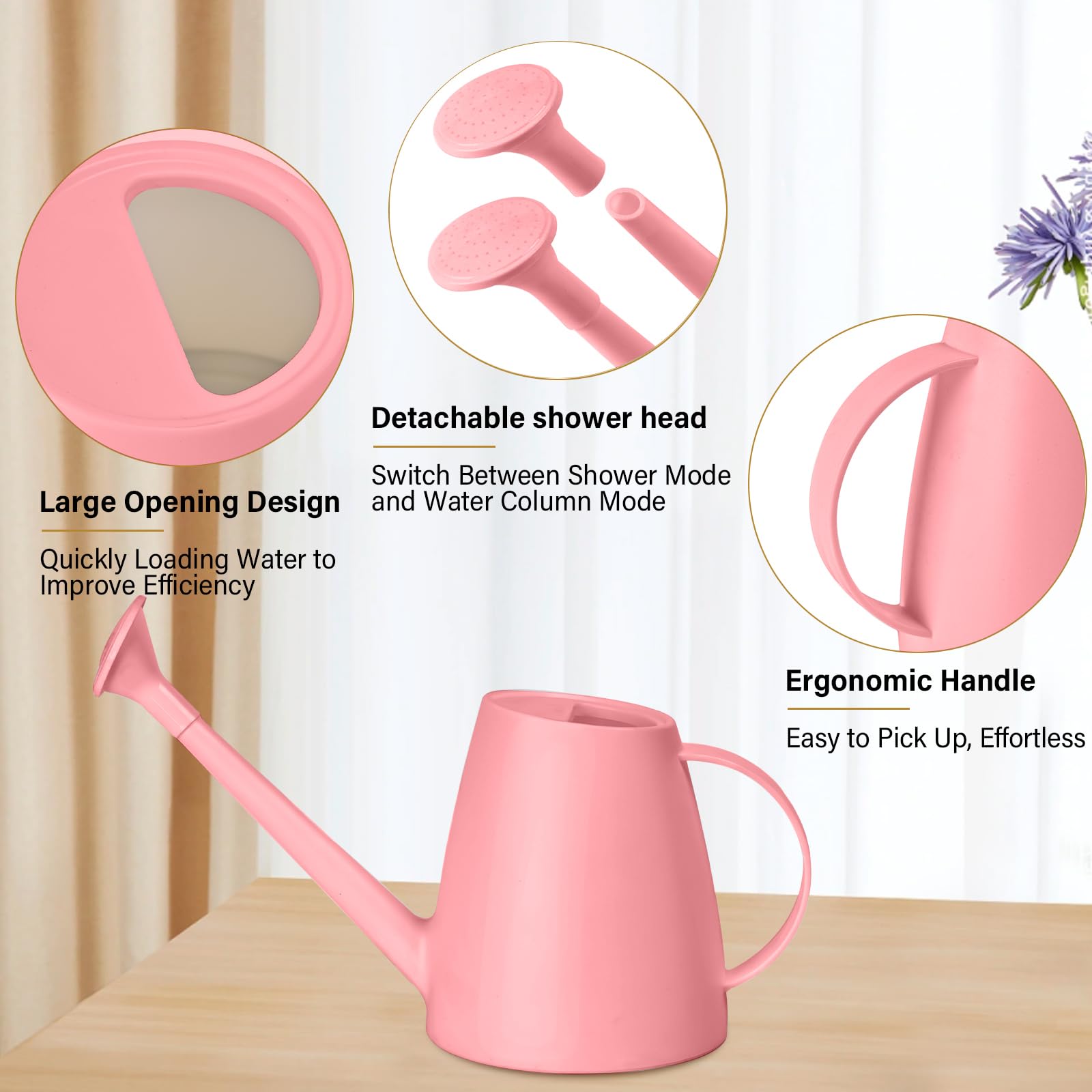 UFANME pink watering can designed for indoor office plant care