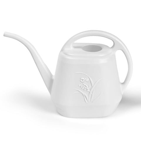 UFANME half-gallon white plant watering can ready for indoor use