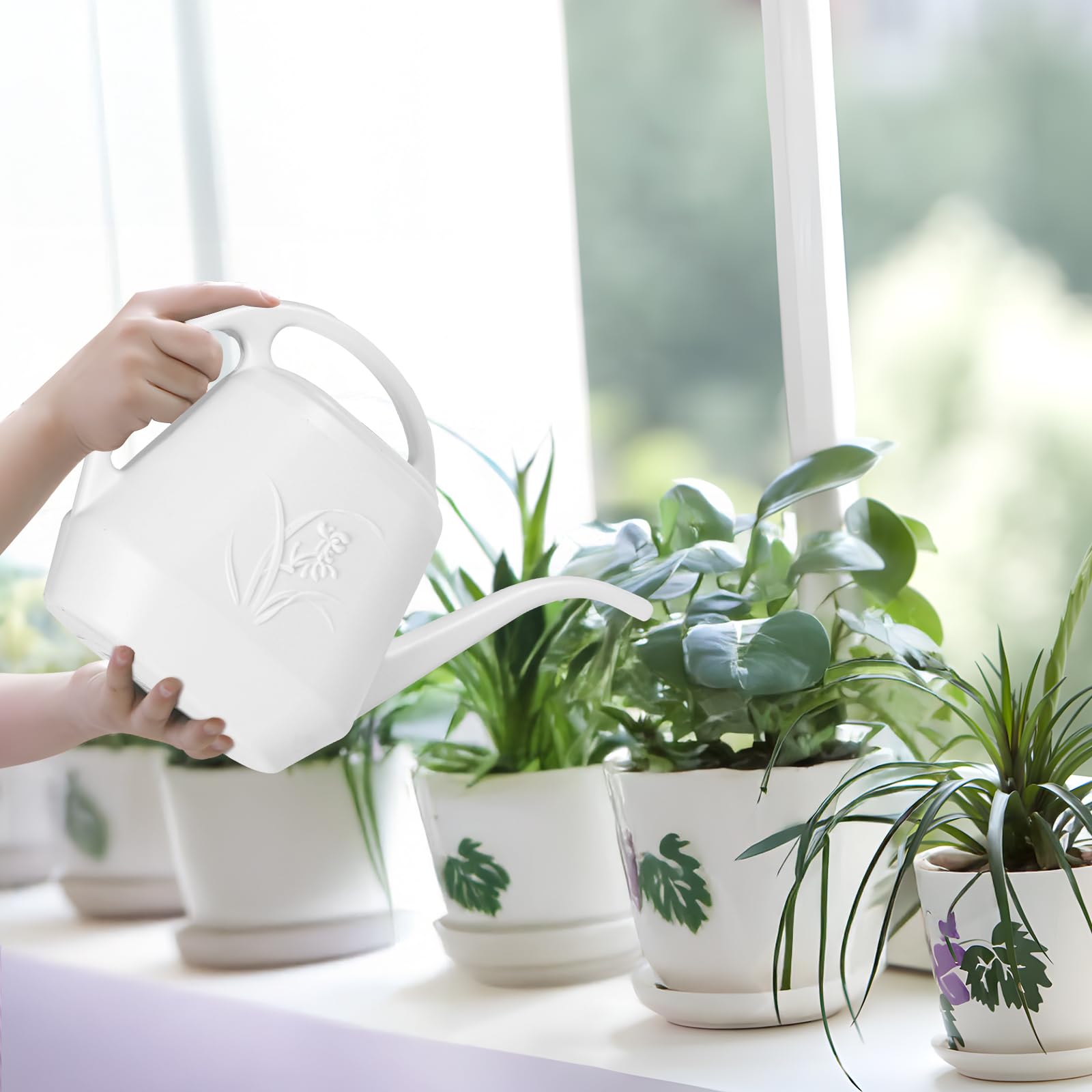 UFANME white watering can designed for indoor plant care