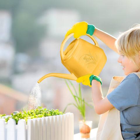 UFANME Watering Can shown in a home garden setting for routine watering.