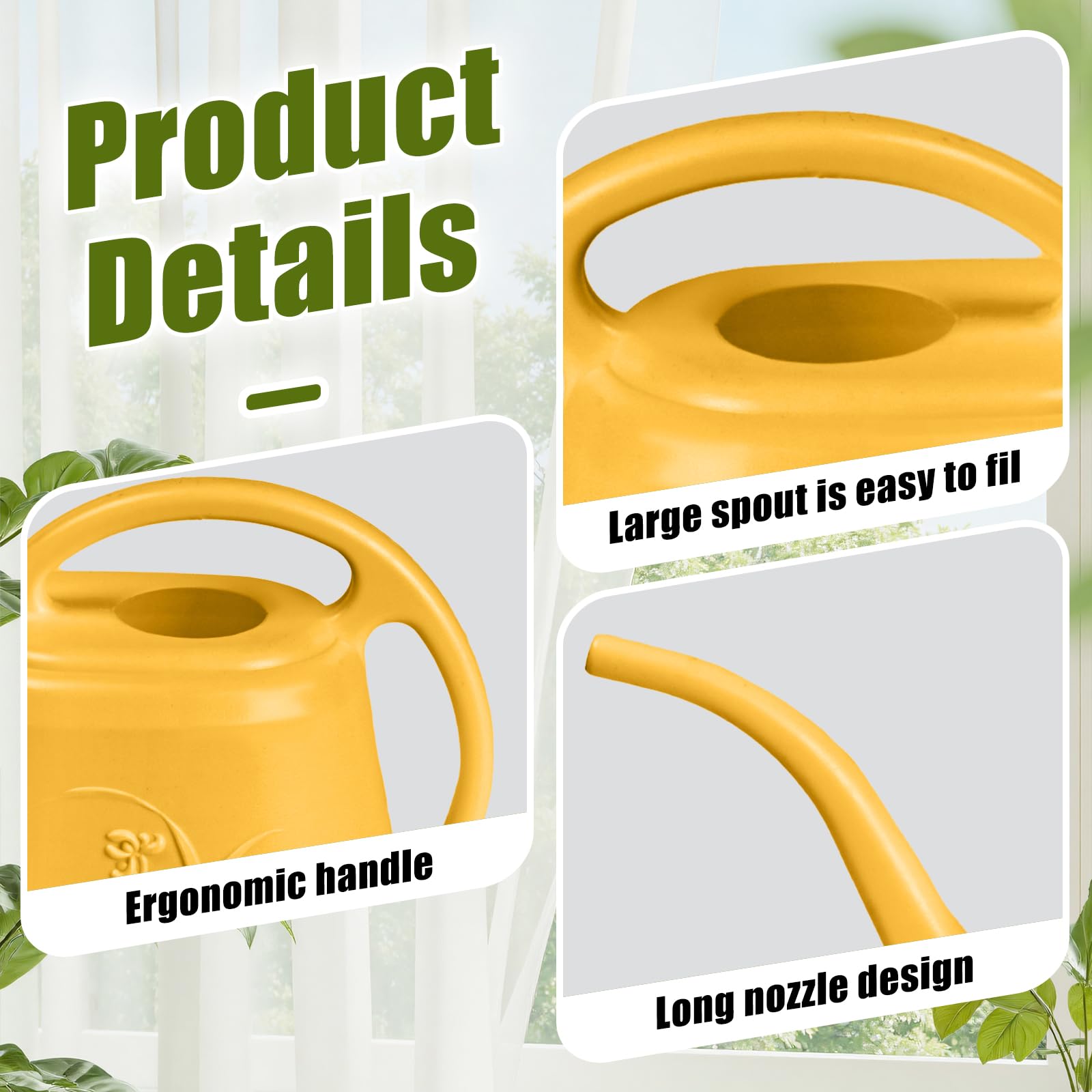 UFANME Watering Can long stem spout helps precise watering.