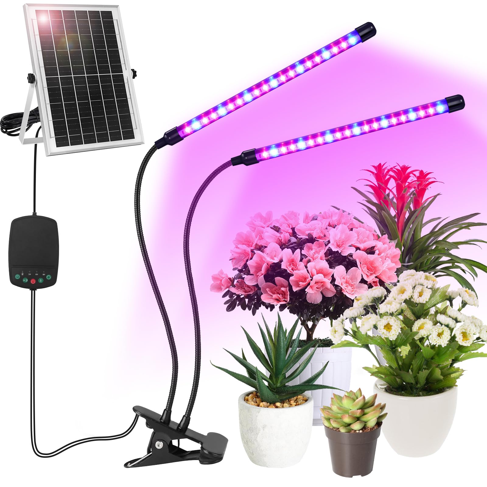 Ufelizor two-heads 40-LED clip-on grow light provides broad indoor coverage.