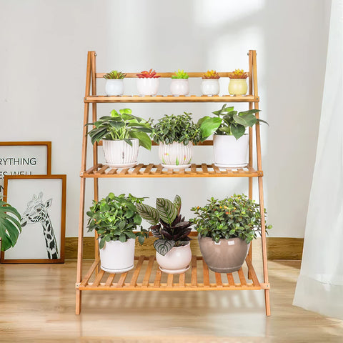 ufine bamboo ladder plant stand indoor display perfect for small living areas