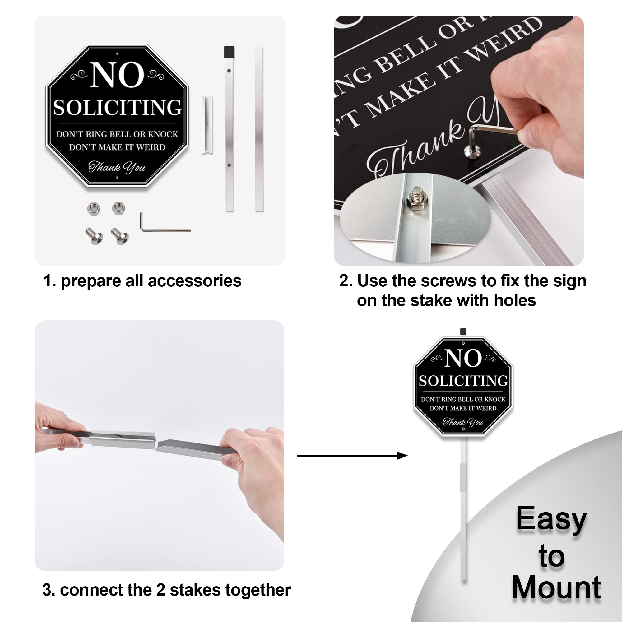 Sign on a stake improves visibility from a distance in front of a home.