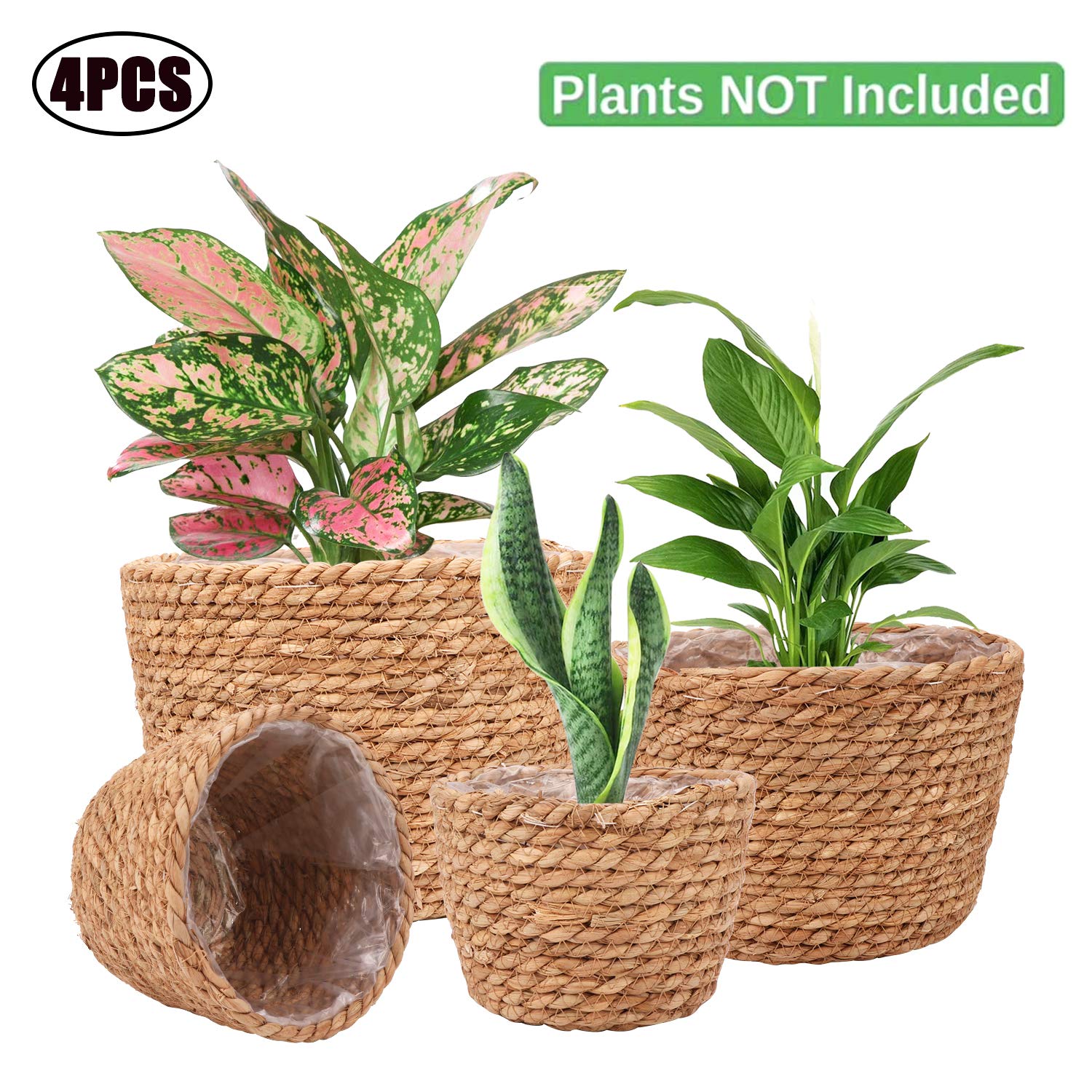 Ufrount Seagrass Planter Basket pastoral design complements modern interiors