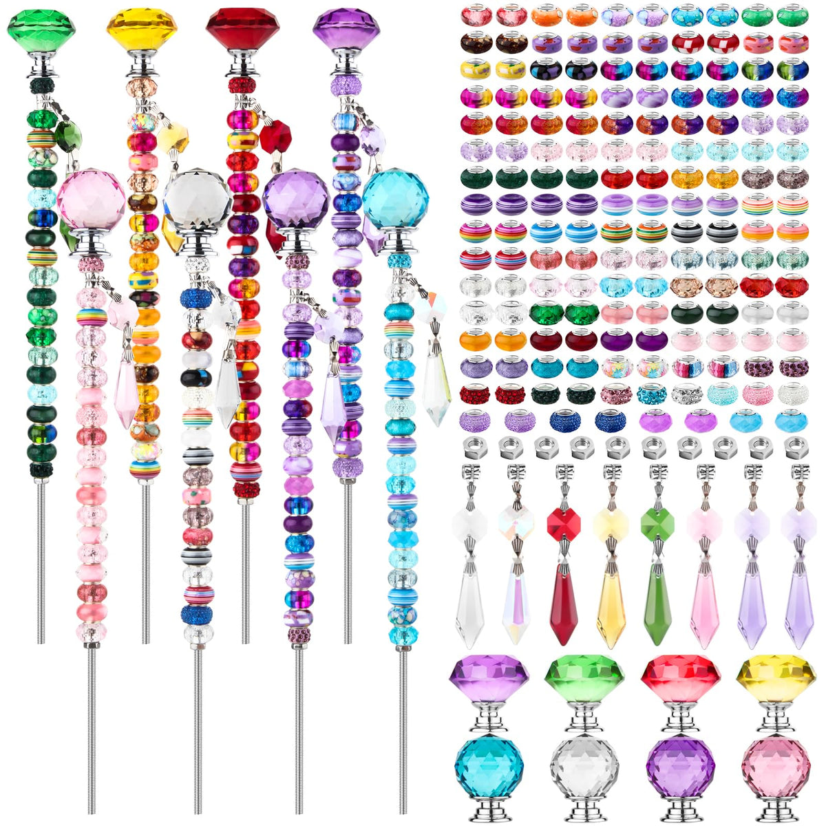 UFU 192Pcs DIY Fairy Wand Beads Kit – complete set for creative garden stake decor