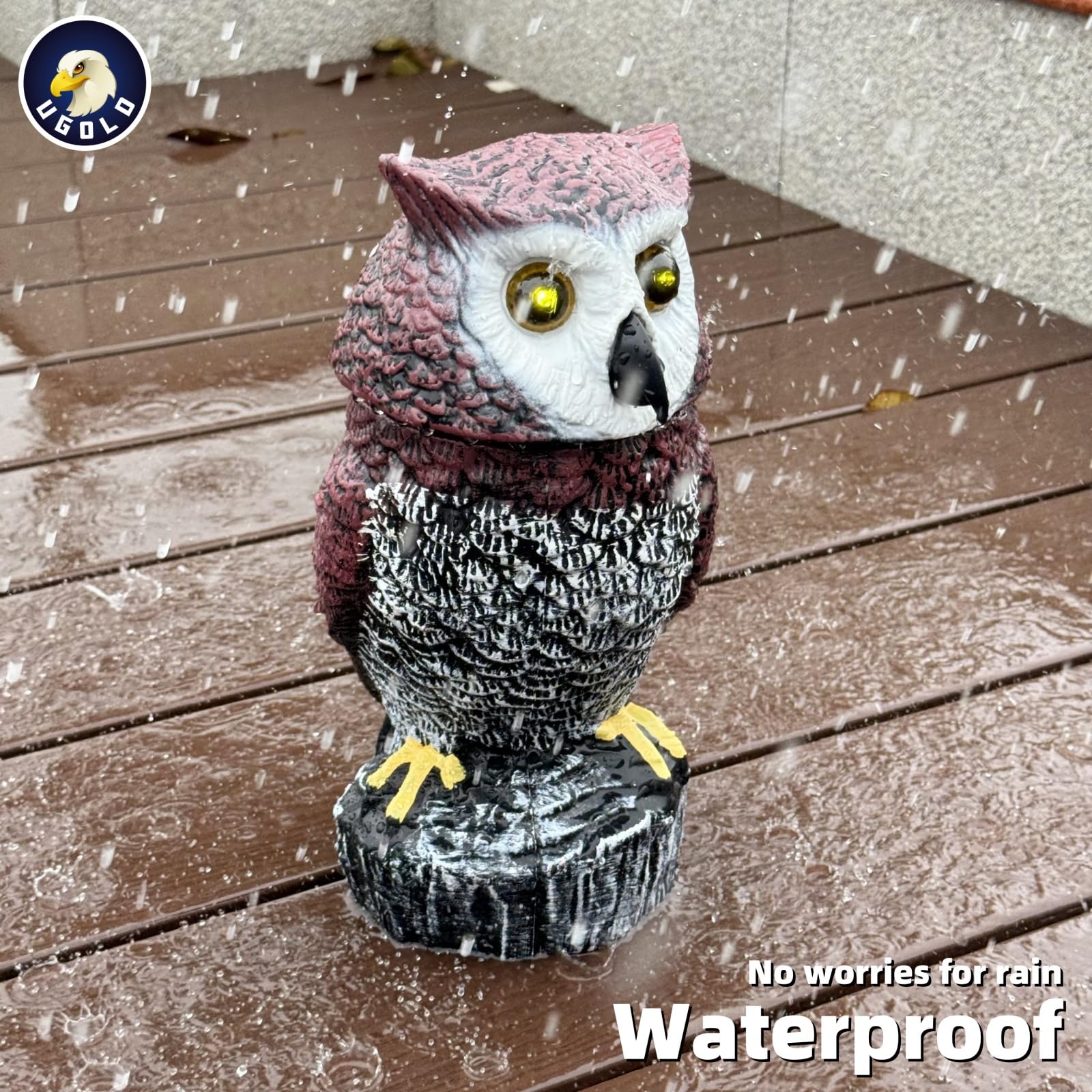 Ugold hand-painted outdoor owl decoration adds lifelike charm