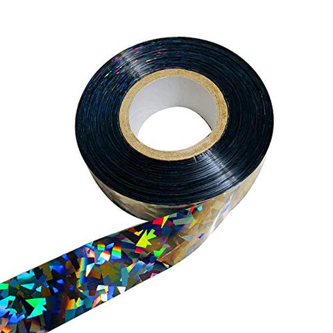 Ugold silver bird scarer tape on fence, reflecting light to deter birds.