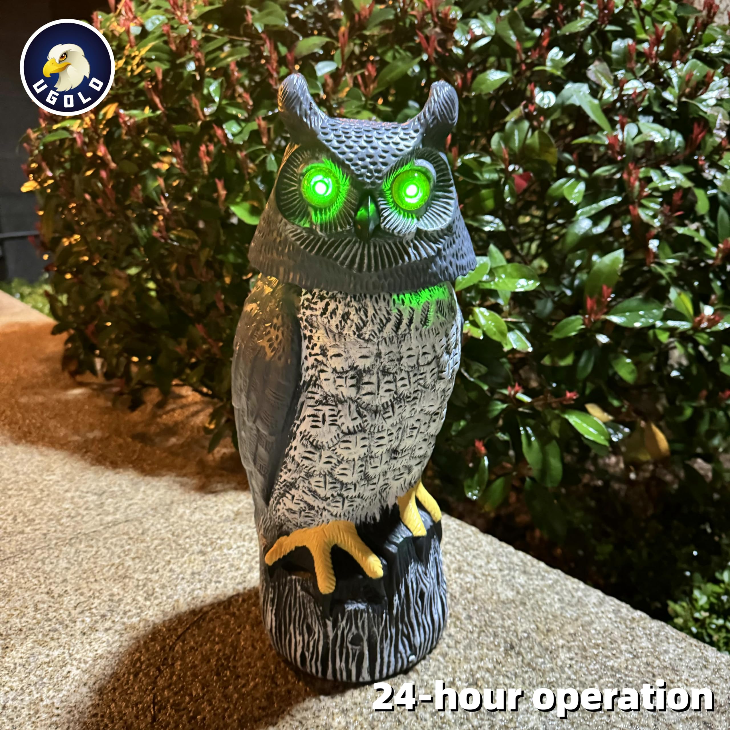 Ugold solar owl garden display enhances porch decor with eye-catching LED color