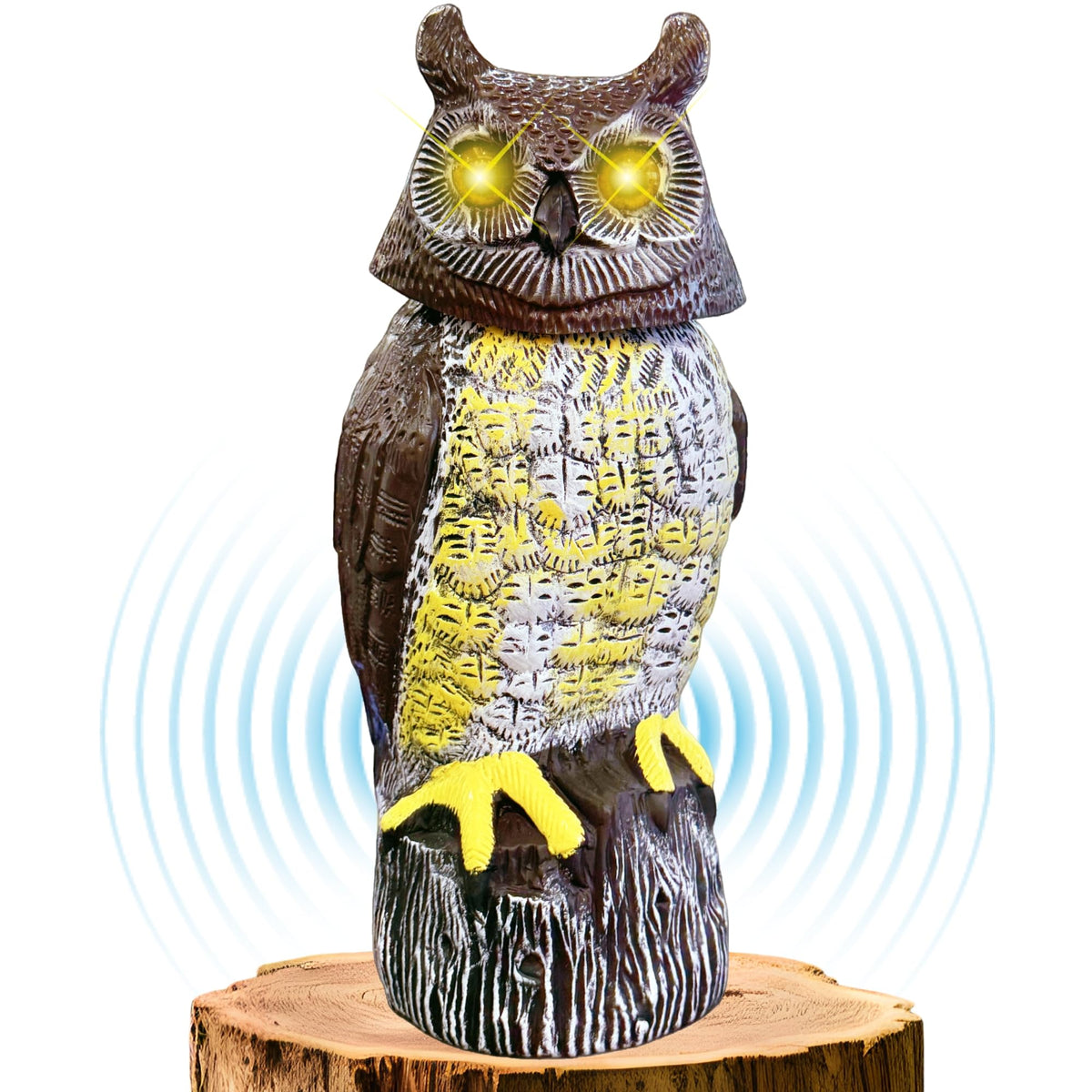 Ugold solar owl with back panel for solar charging, ideal for outdoor decor.
