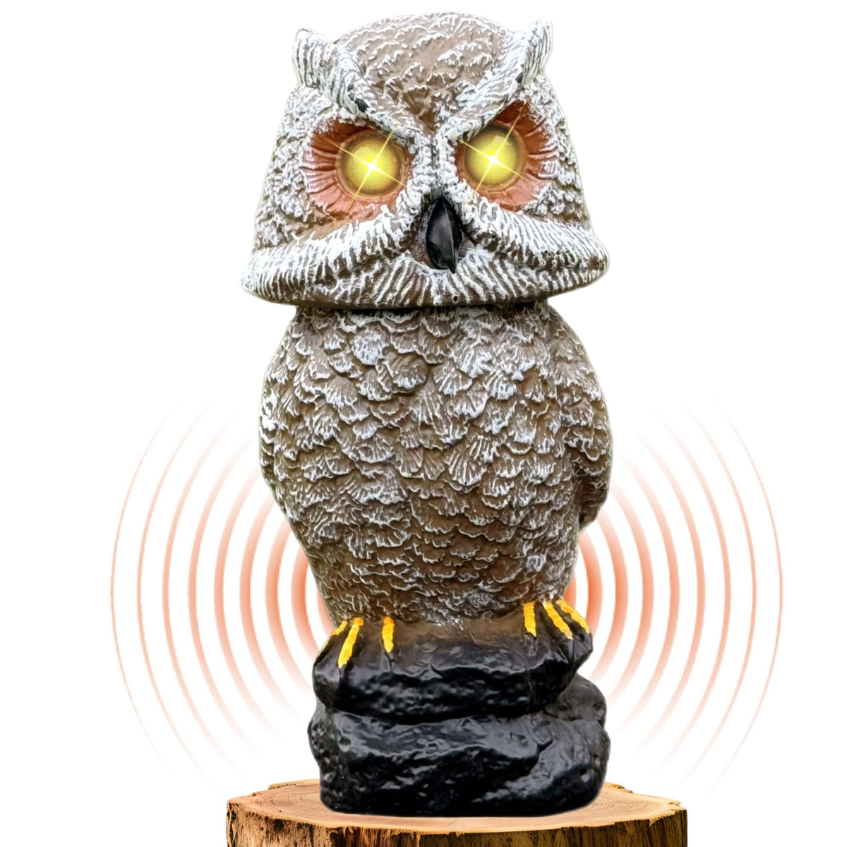 Ugold solar-powered owl back panel illuminated by sun for continuous outdoor operation