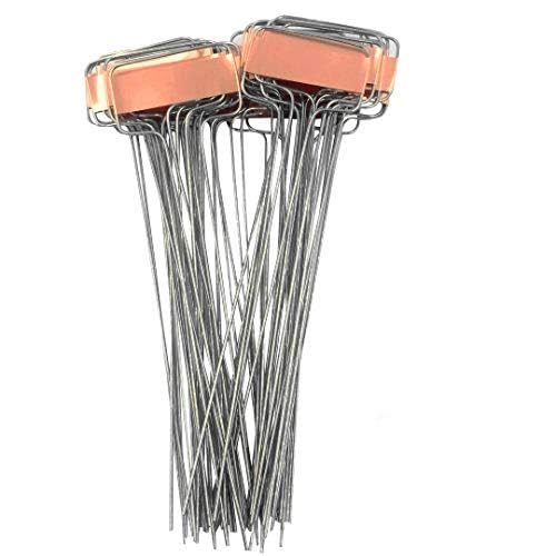 Close-up of Ugold stainless stake and copper label.