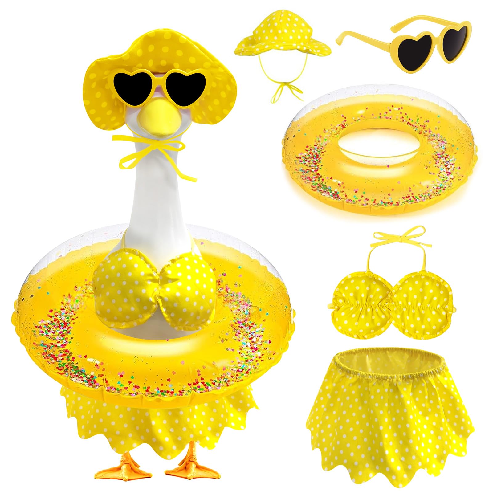 UGRASEA porch goose outfit swimsuit bikini adds bright summer color to your garden statue.