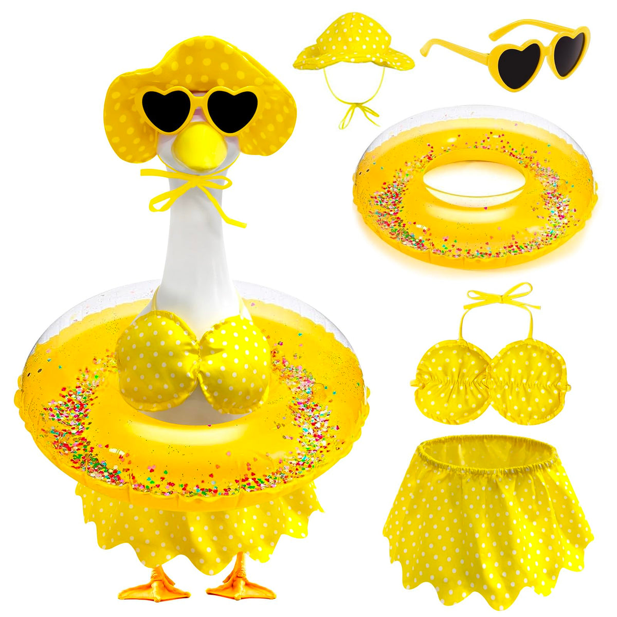 UGRASEA porch goose outfit swimsuit bikini adds bright summer color to your garden statue.