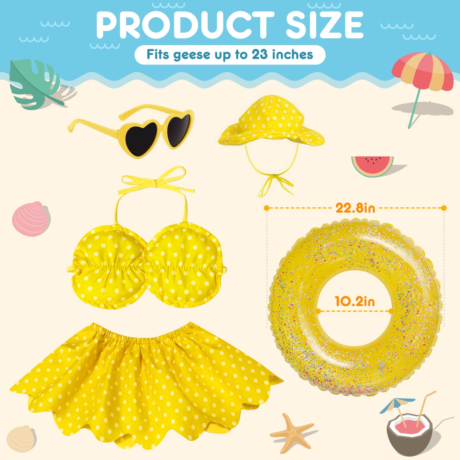 UGRASEA porch goose outfit swim hat provides sunny, playful flair for yard decorations.
