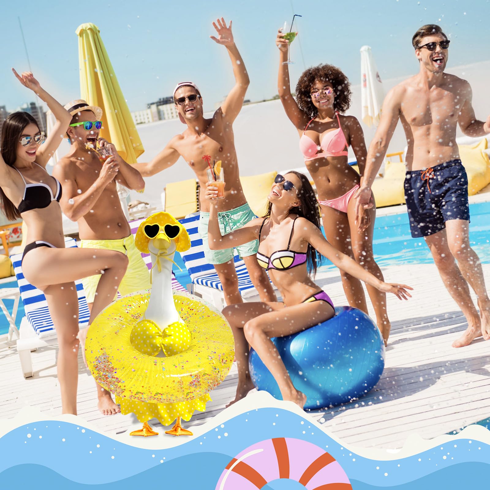 UGRASEA porch goose outfit swim neck-ring fits around the goose's neck for easy display.