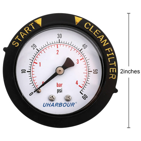 Uharbour 1/4-inch NPT-thread pool gauge designed for standard connections.