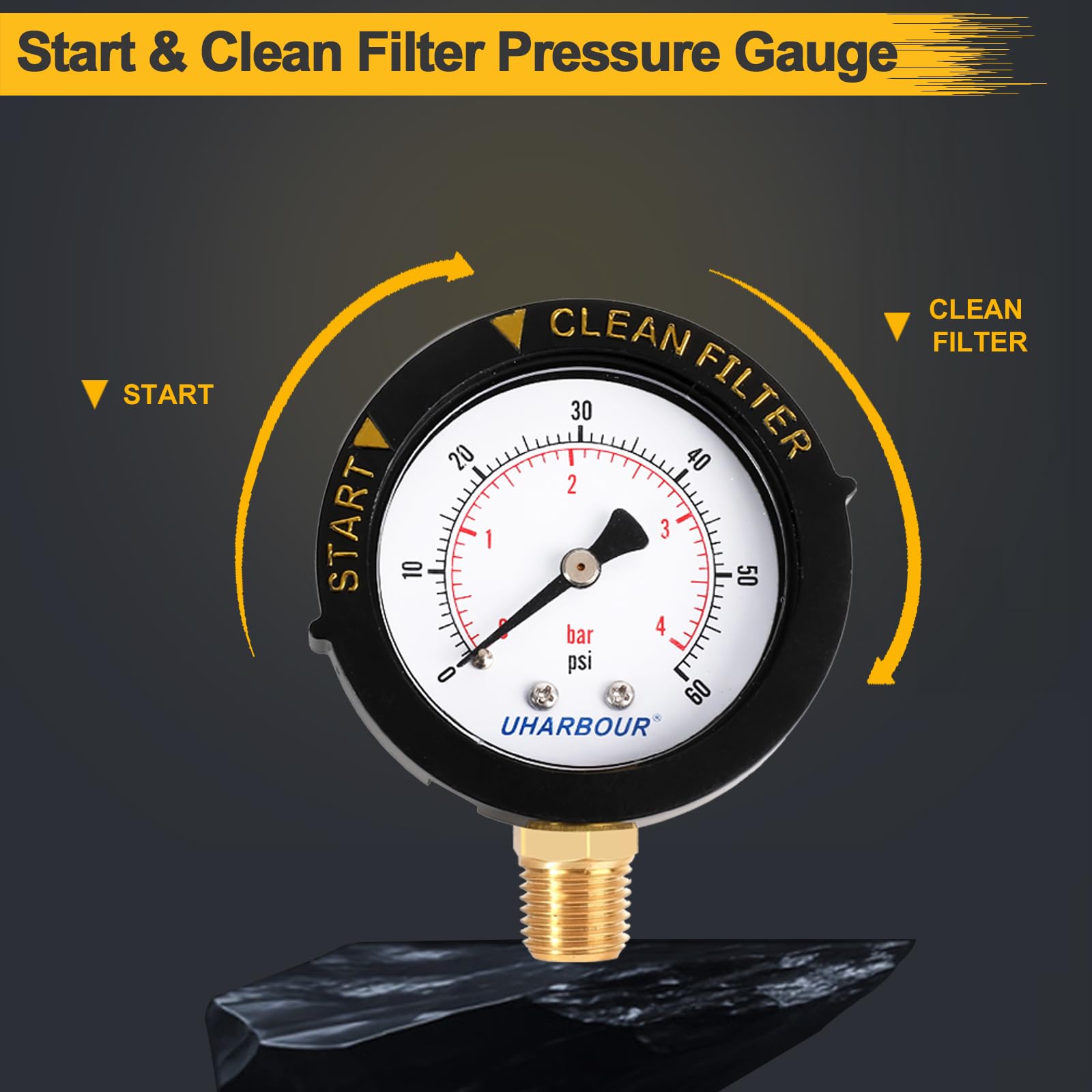 Uharbour brass-wetted parts gauge delivering durable, accurate readings.