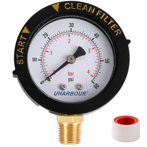 Uharbour pool filter gauge with large dial for easy monitoring.