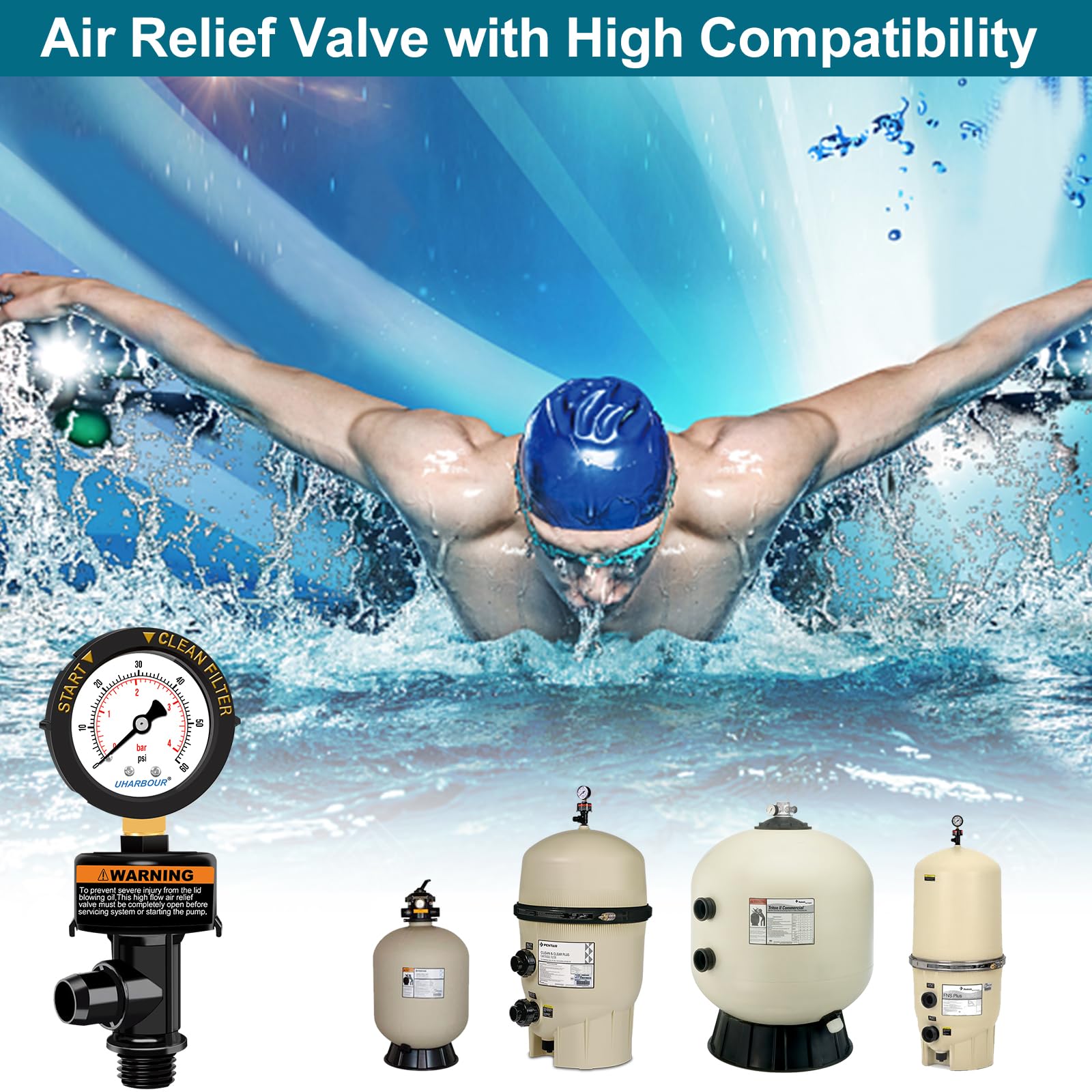 Uharbour valve fits many pool filters and pumps for versatile replacement.