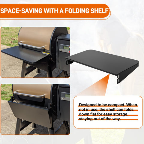 UHEGDRR folding front shelf on Mesa 22 offers convenient landing zone