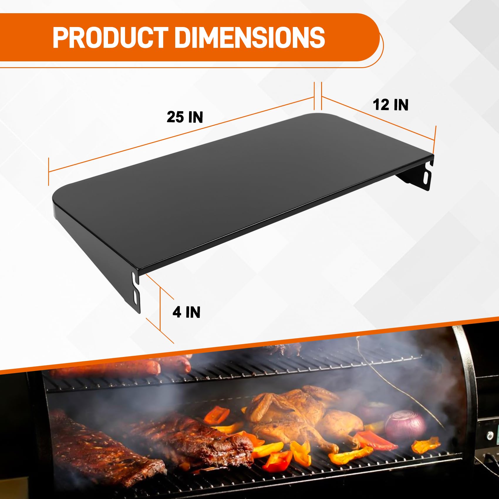 UHEGDRR folding front shelf on Traeger Pro 22 expands cooking area