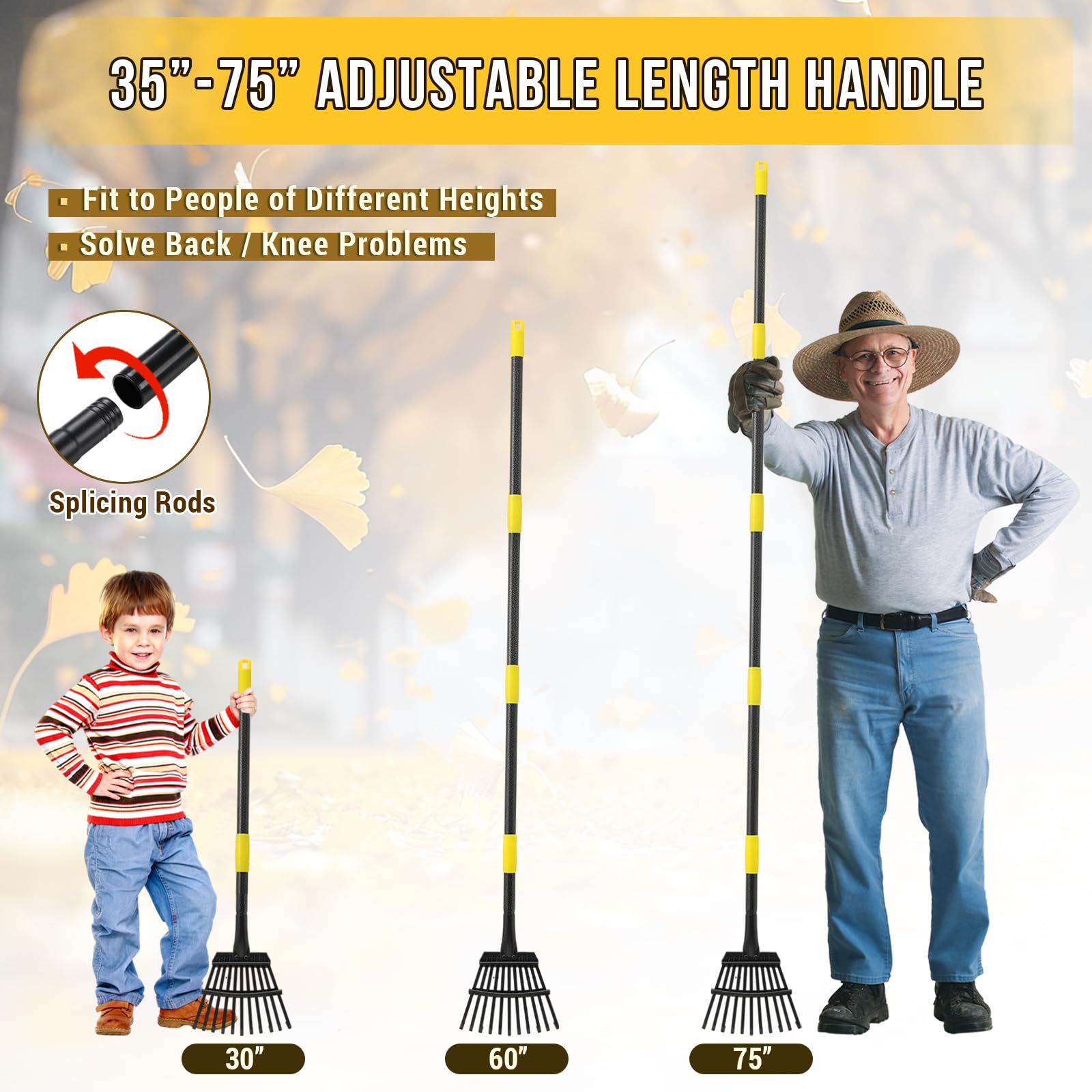 UIABOPZ heavy-duty metal rake offers durability for tough outdoor cleanup.