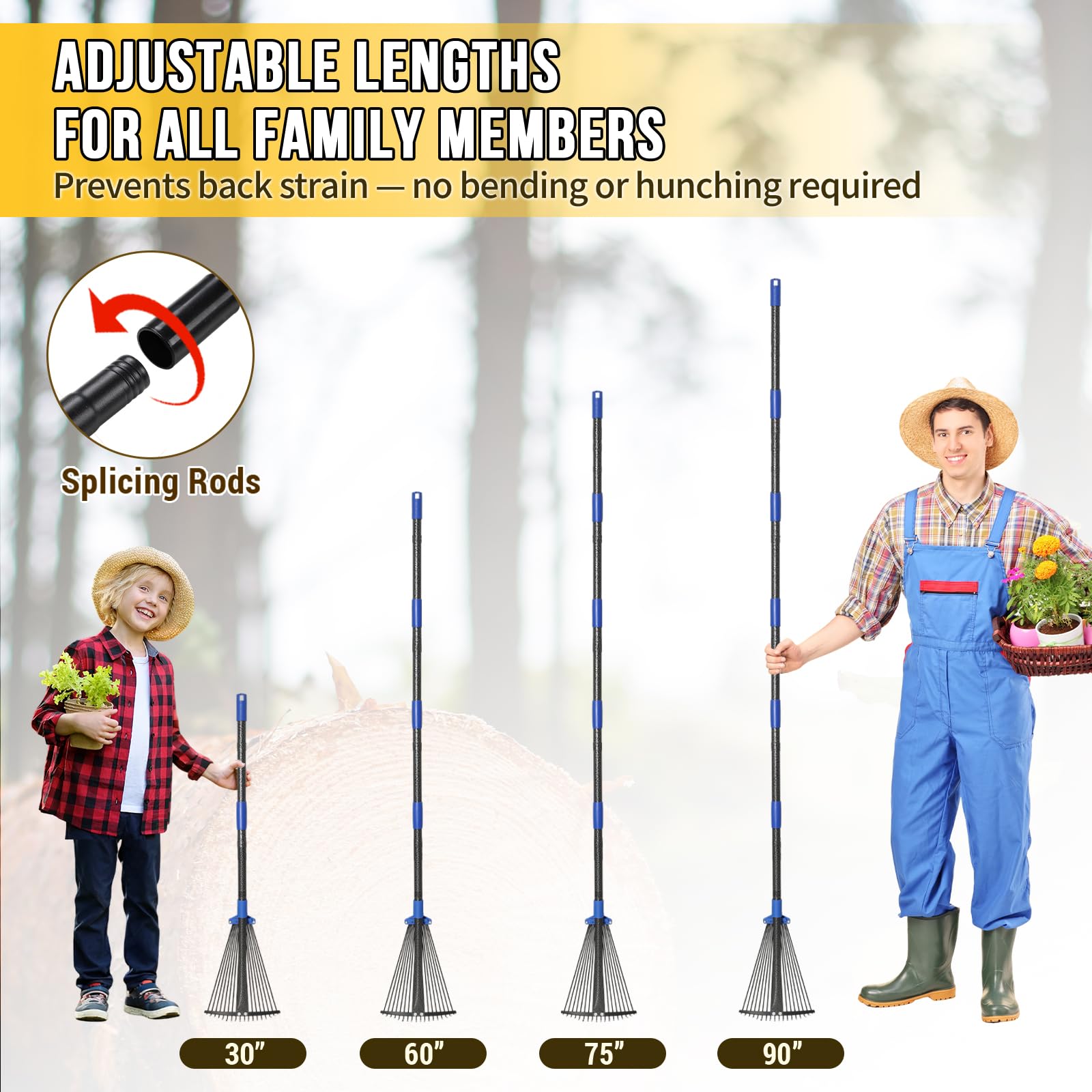 UIABOPZ heavy-duty metal rake resists bending for seasonal cleanup.