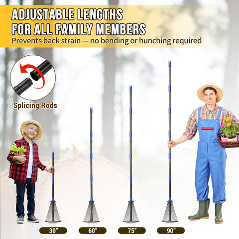 UIABOPZ heavy-duty metal rake resists bending for seasonal cleanup.