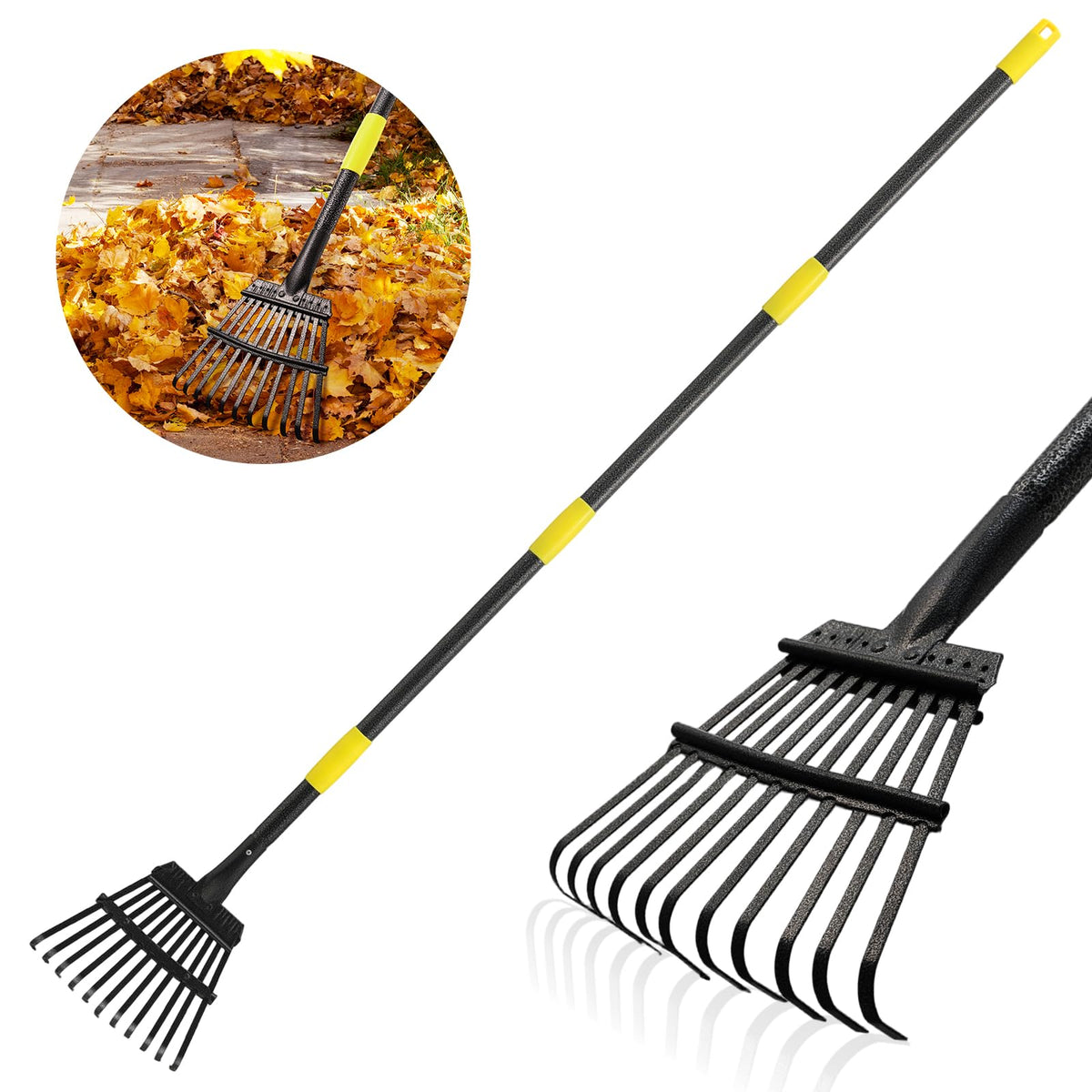 UIABOPZ leaf rake compact head for narrow spaces and precise maneuvering.