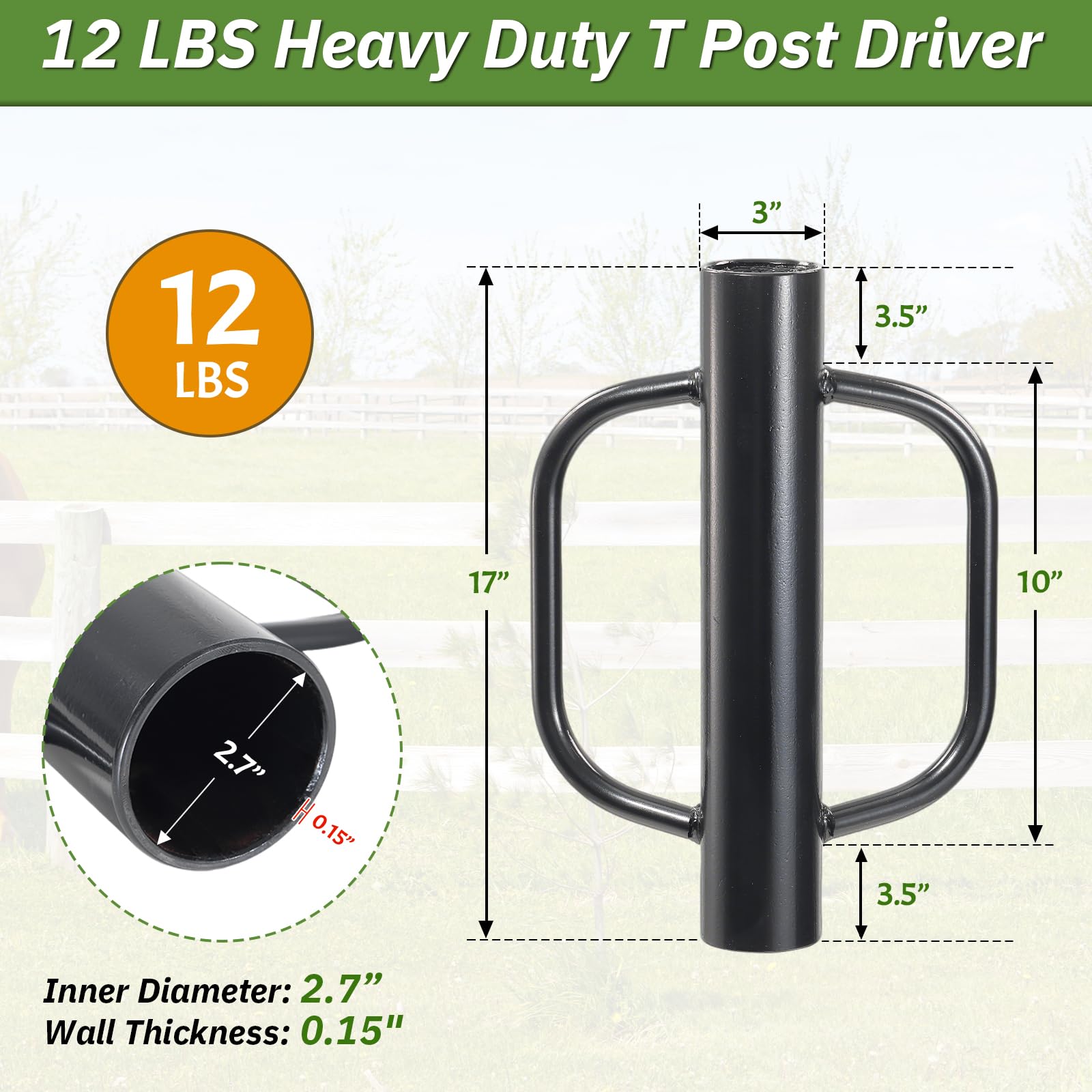 UIABOPZ T Post Driver suitable for DIY fence projects in gardens and farms
